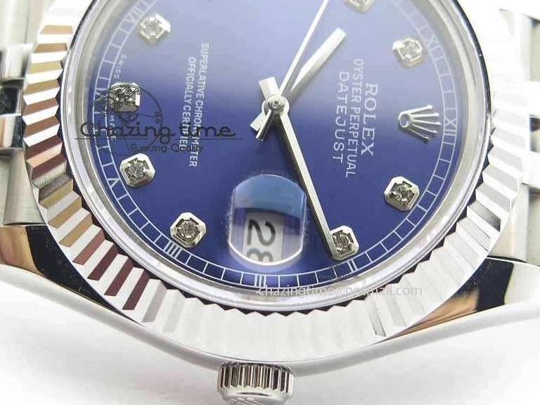 MiroTime 0201 TopPick DateJust II 41mm BP Maker Best Edition Blue Diamonds Dial On New Version Jubilee Bracelet A 3621